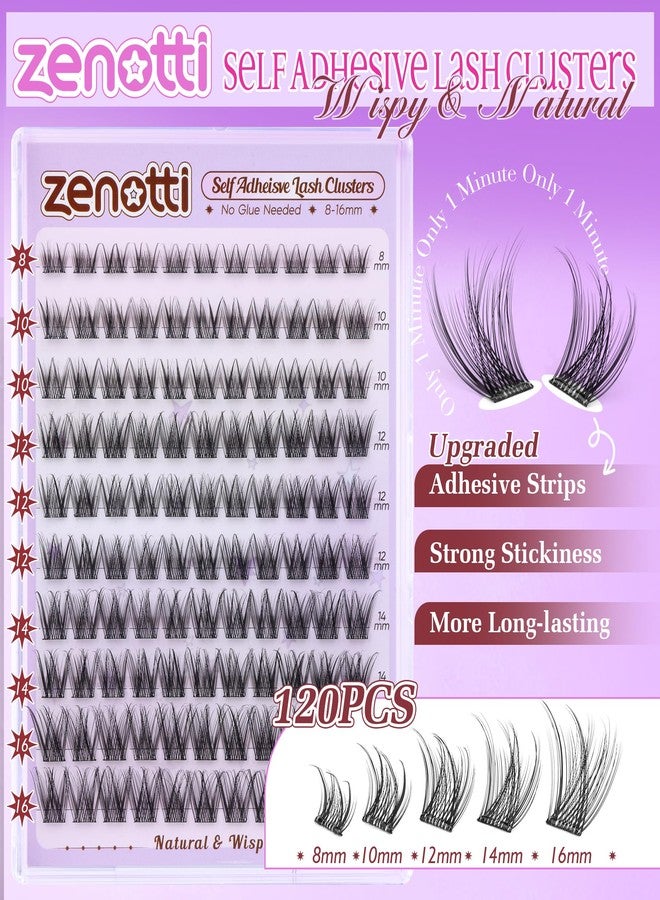 zenotti Self Adhesive Eyelash Clusters Natural Self Adhesive Lashes Cluster No Glue Eyelashes Press on Lashes Pre Glued Wispy Cluster Eyelash Extensions 8-16mm 120Pcs by zenotti - Image 4
